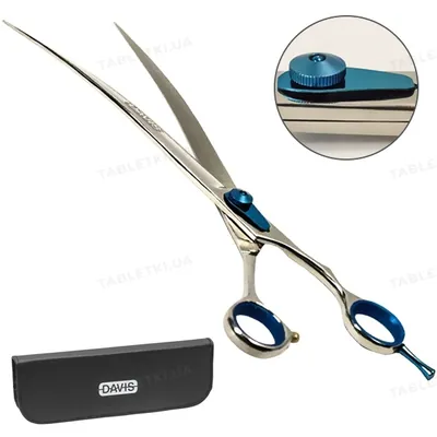 Ножиці Davis Extreme Edge BLUE Curved вигнуті для стрижки собак 10", 25,4 см