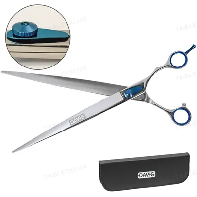 Ножиці Davis Extreme Edge BLUE Straight прямі для стрижки собак 10", 25,4 см