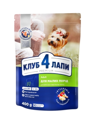 Корм сухой для взрослых собак мелких пород Club 4 Paws Премиум с курицей, 400 г