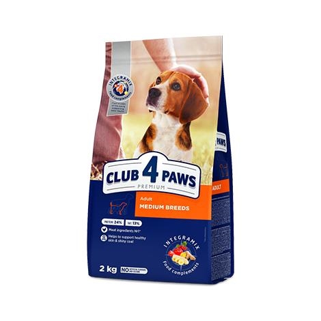 Корм сухой для взрослых собак средних пород Club 4 Paws Премиум с курицей, 2 кг
