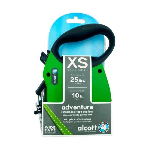 Поводок-рулетка Alcott adventure для собак до 11 кг, 3 м, зеленый