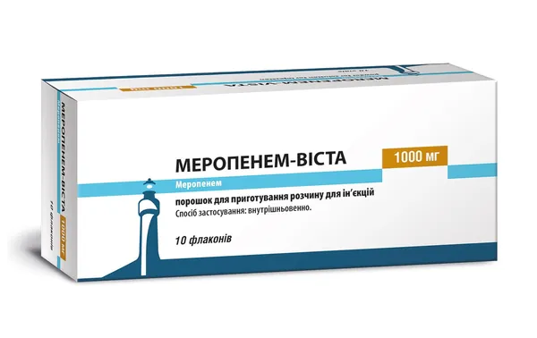 Меропенем-Віста порошок д/приг. р-ну д/ін. по 1000 мг №10 у флак.
