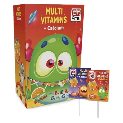 Льодяники для дітей Dr.Frei Multivitamins+Calcium, мультивітаміни+кальцій, 50 штук