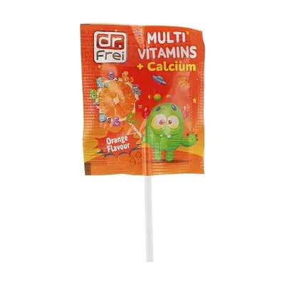 Льодяники для дітей Dr.Frei Multivitamins+Calcium, мультивітаміни+кальцій, 50 штук