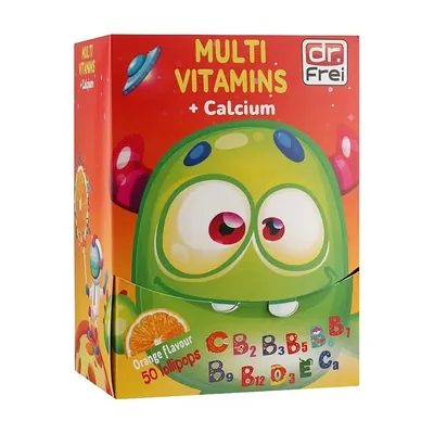 Льодяники для дітей Dr.Frei Multivitamins+Calcium, мультивітаміни+кальцій, 50 штук