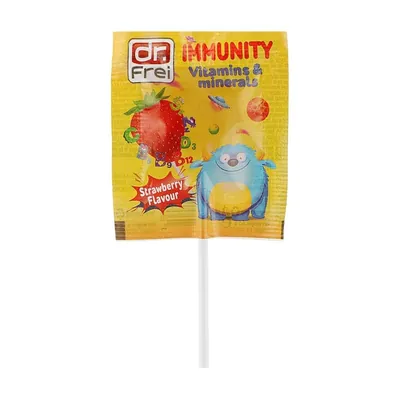 Льодяники для дітей Dr.Frei Immunity Vitamins and Minerals, вітаміни та мінерали для імунітету, 50 штук