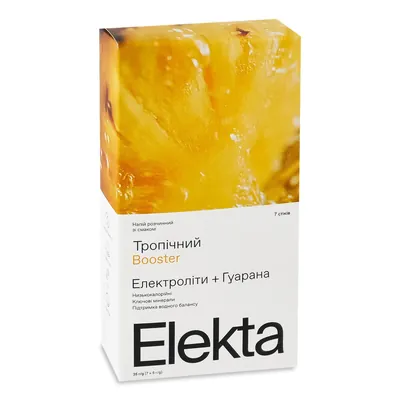 Напій розчинний Elekta Booster з електролітами з екстрактом гуарани тропічний смак, 7 х 5 г