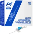 Канюля внутрішньовенна MP MedPlast Proflon з крилами та отвором 22G (0,9 x 25 мм), блакитна, 1 штука