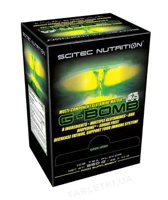 Амінокислота Scitec Nutrition G-Bomb 2.0 Глютамин, холодний чай, 25 * 14 г
