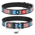 Ошейник для собак Collar WAUDOG Design с QR паспортом, рисунок Этно, кожаный, ширина 25 мм длина 38-49 см, чёрный