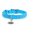 Нашийник для собак Collar WAUDOG Glamour з QR паспортом, з клейовими стразами, ширина 12 мм довжина 21-29 см, блакитний