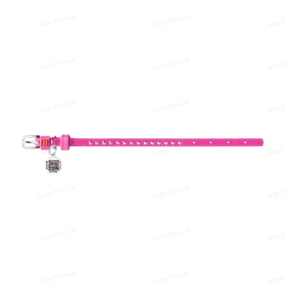 Нашийник для собак Collar WAUDOG Glamour з QR паспортом, з клейовими стразами, ширина 9 мм довжина 19-25 см, рожевий