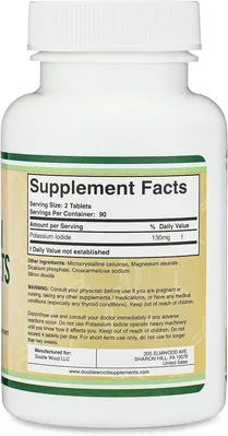 Калій йод Double Wood Potassium Iodide 130мг, 180 таблеток