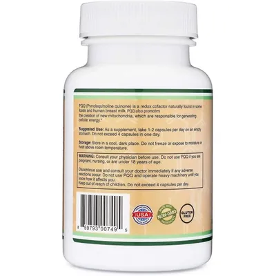 Пірролохінолінхінон Double Wood PQQ 20 mg (Pyrroloquinoline Quinone), 60 капсул