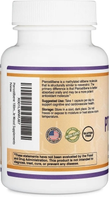 Птеростильбен Double Wood Pterostilbene 100 mg, 60 капсул