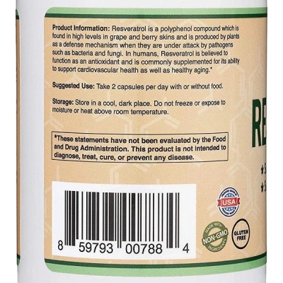 Ресвератрол Double Wood Resveratrol 500 mg, 120 капсул