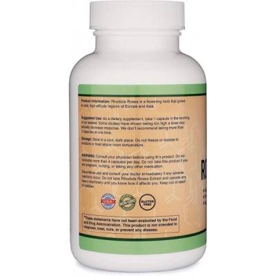 Родіола рожева Double Wood Rhodiola Rosea Extract 500 mg, 120 капсул