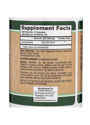 Серрапептаза Double Wood Serrapeptase Proteolytic Enzyme 240 000 SPU, 120 капсул