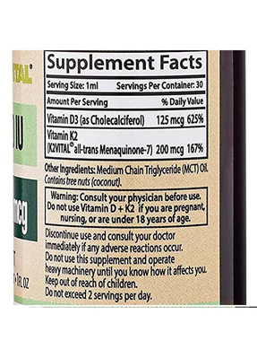 Комплекс Витамин D3+K2 Double Wood Vitamin D3 5000 IU + K2 200 mcg Liquid Drop, 30 мл