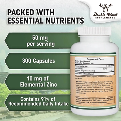 Цинк піколінат Double Wood Zinc Picolinate 50 mg, 300 капсул