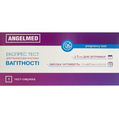 Тест-полоска Angelmed для определения беременности 10 мМЕ/мл розовая, 1 штука