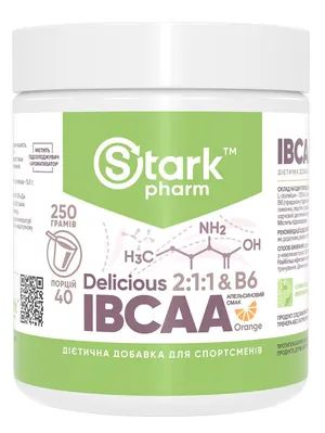 Амінокислоти Stark Pharm Stark IBCAA 2-1-1 & Vit B6 Delicious смак апельсин, 250 г