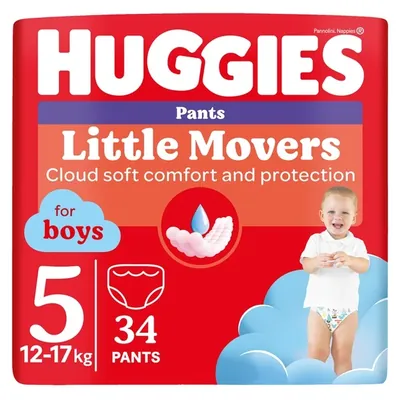 Підгузки-трусики Huggies Pants Little Movers для хлопчиків розмір 5, 12-17 кг, 34 шт