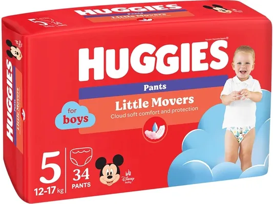 Підгузки-трусики Huggies Pants Little Movers для хлопчиків розмір 5, 12-17 кг, 34 шт