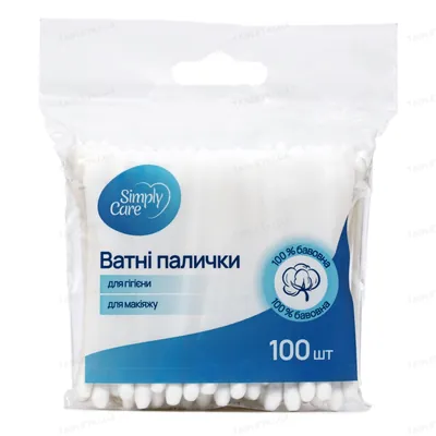 Ватні палички Simply Care пакет, 100 штук