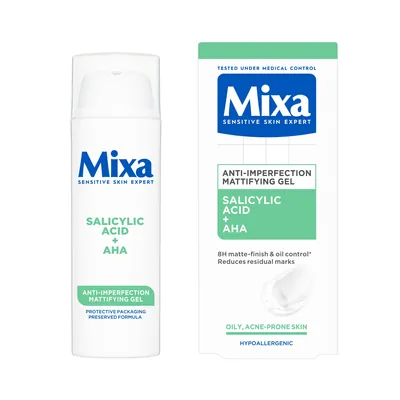 Гель для обличчя Mixa Anti imperfection матуючий з саліциловою кислотою та АНА проти недоліків шкіри, 50 мл