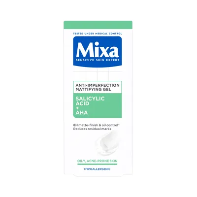 Гель для обличчя Mixa Anti imperfection матуючий з саліциловою кислотою та АНА проти недоліків шкіри, 50 мл
