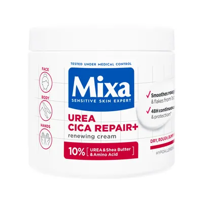Крем Mixa Urea Cica Repair+ відновлюючий з сечовиною для сухої та огрубілої шкіри для обличчя, тіла та рук, 400 мл
