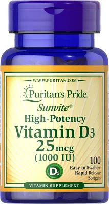 Вітамін Д3 Puritan's Pride Vitamin D3 1000, 100 капсул