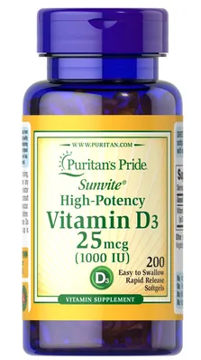 Вітамін Д3 Puritan's Pride Vitamin D3 1000, 200 капсул