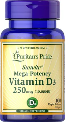 Вітамін Д3 Puritan's Pride Vitamin D3 10000, 100 капсул