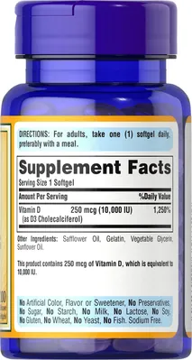 Вітамін Д3 Puritan's Pride Vitamin D3 10000, 100 капсул