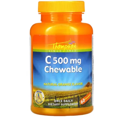 Вітамін С Thompson Chewable 500 мг, 60 жувальних таблеток