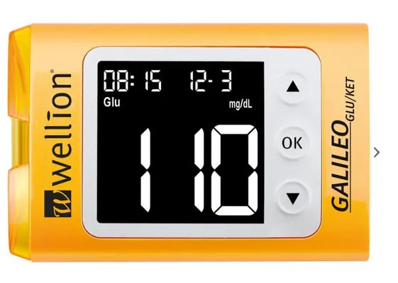 Набір Wellion Galileo GLU/KETplus для тестування глюкози та кетонів в крові, жовтий, ммоль/л