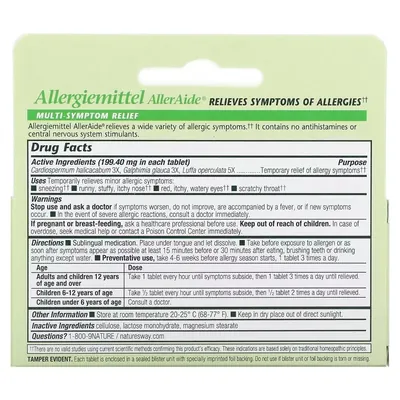 Засіб від алергії Boericke & Tafel Allergy Relief Allergiemittel AllerAide таблетки №40