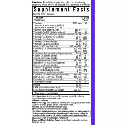 Мультивітаміни із залізом Bluebonnet Nutrition MultiONE With Iron вег. капсули №30