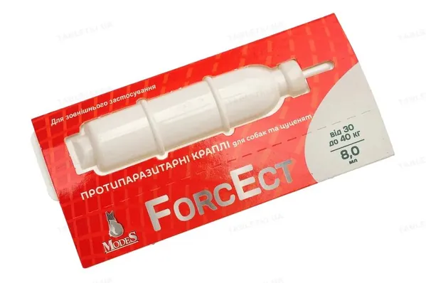 ФорсЕкт ModeS протипаразитарні краплі для собак та цуценят 30-40 кг, 8,0 мл, 1 піпетка