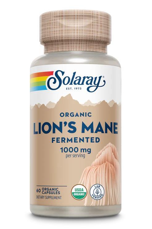 Гриб Ежовик Solaray Fermented Lions Mane Mushroom, 60 веганских капсул