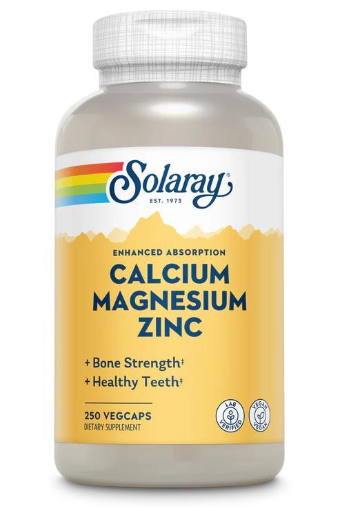 Минеральный комплекс Solaray Calcium Magnesium Zinc, 250 веганских капсул