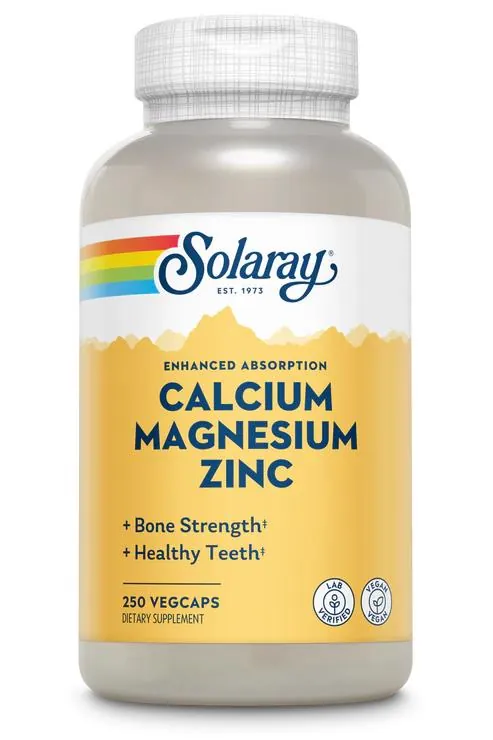 Мінеральний комплекс Solaray Calcium Magnesium Zinc, 250 веганських капсул