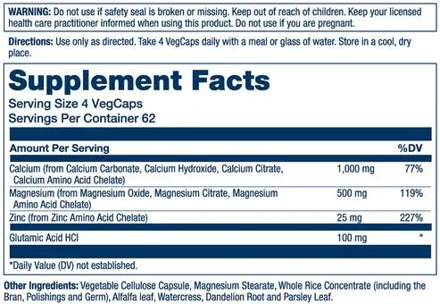 Мінеральний комплекс Solaray Calcium Magnesium Zinc, 250 веганських капсул
