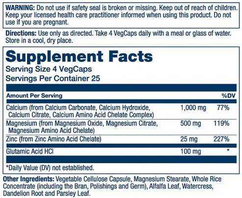 Мінеральний комплекс Solaray Calcium Magnesium Zinc, 100 веганських капсул