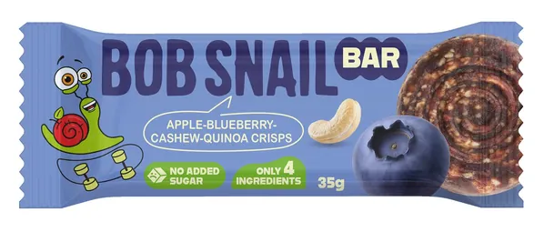 Батончик Bob Snail Bar яблуко, чорниця, кеш’ю, кріспи кіноа, 35 г