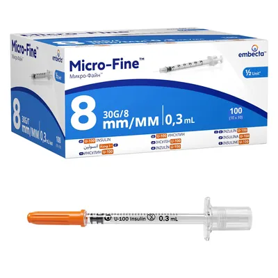 Шприц інсуліновий 0,3 мл U-100 Embecta Micro-Fine 30G (0,30 x 8.0 мм), 1 штука