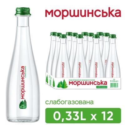 Вода мінеральна Моршинська Premium слабогазована, скляна пляшка, 0,33 л