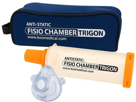 Спейсер (інгаляційна камера) Fisio Chamber Trigon KM-1031В з інноваційною маскою "Panda" та чохлом для зберігання для дітей 3-6 років